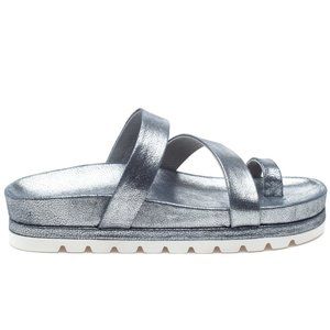 NEW J/Slides Women's Roper Double Strap Platform Slide Sandals, Slate Metallic
